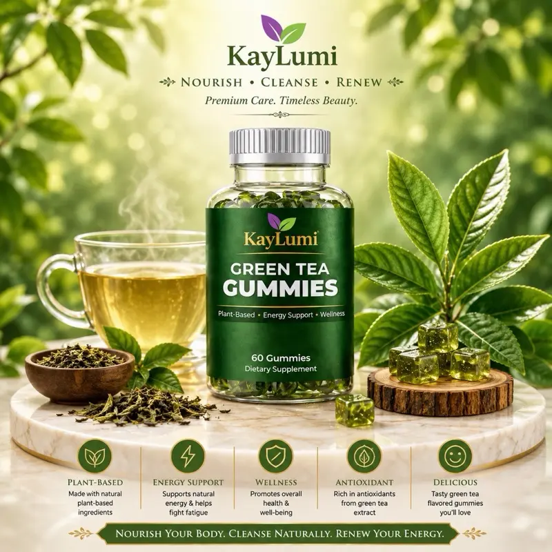 Kaylumi Natural Herbal Blend Daily Dietary Supplements - Vegan Gummies & Capsules with Green Tea Leaf Extracts, No Artificial Additives, Dietary Nutrition & Lifestyle Wellness Support, Daily Dietary Supplement