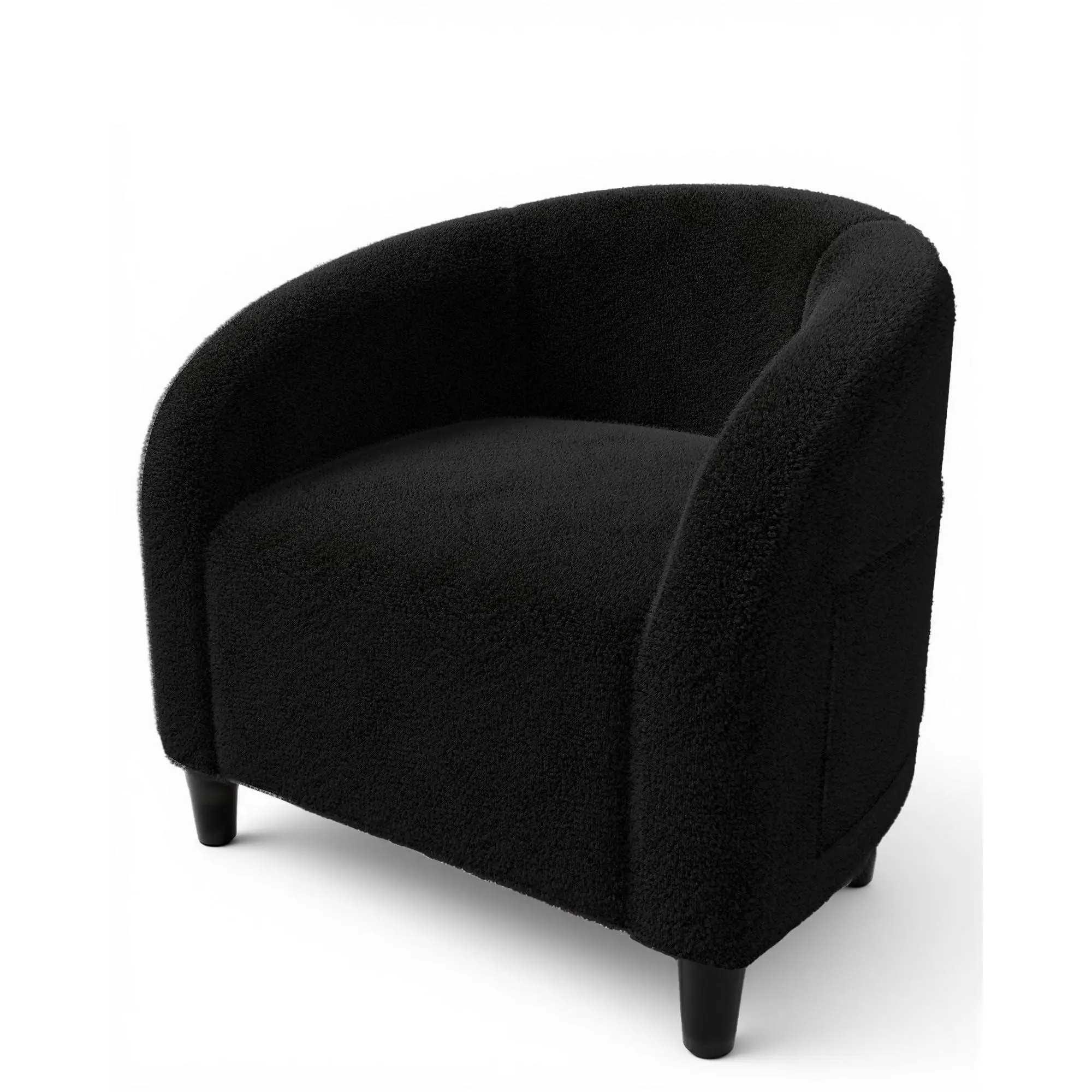 Accent Chair Living Room Chairs Barrel Boucle Chairs Comfy Armchairs for Bedroom Reading Room Reception Chairs(Black)