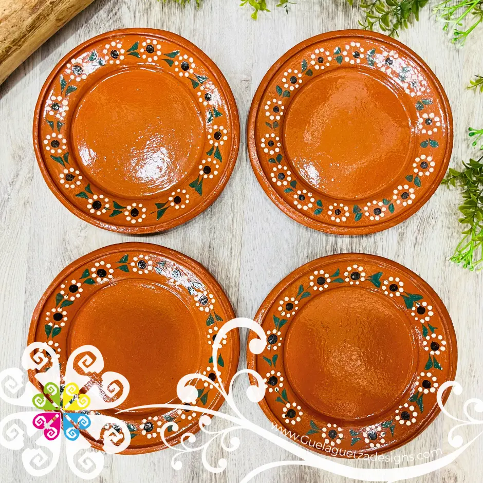 Set of 4 Medium Capula Traditional Plate - Set Capula Sencillo Clay Plate