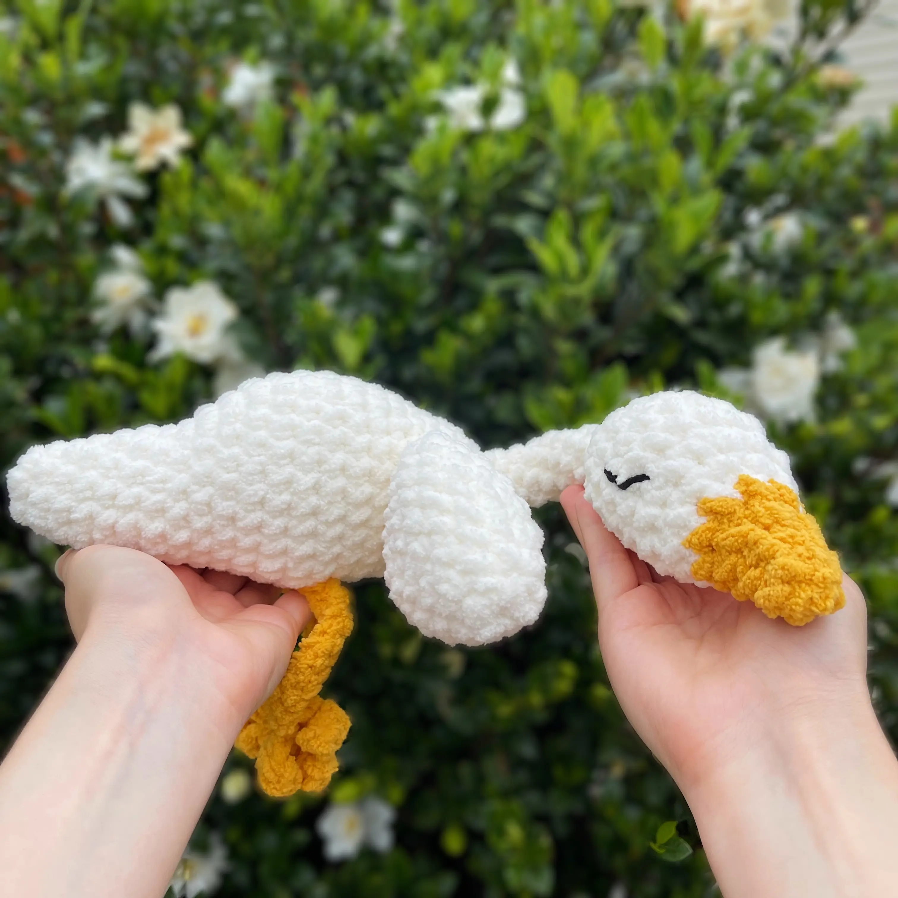 Handmade Crochet Sleeping Goose Plushie