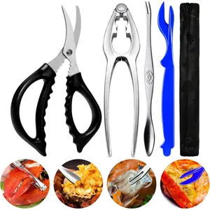 Crab Crackers and Tools Stainless Steel Lobster Crackers and Picks Set Forks Nut Cracker Set Opener Shellfish Lobster Crab Leg Cracker