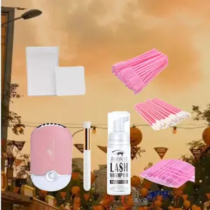 Eyelash Extension Cleanser Kit for Gift, 1 Set Eyelash Shampoo & Brush & Air Conditioning Blower & Pads, Professional Eye Makeup Tool for Women, Cosmetic Lash Extensions