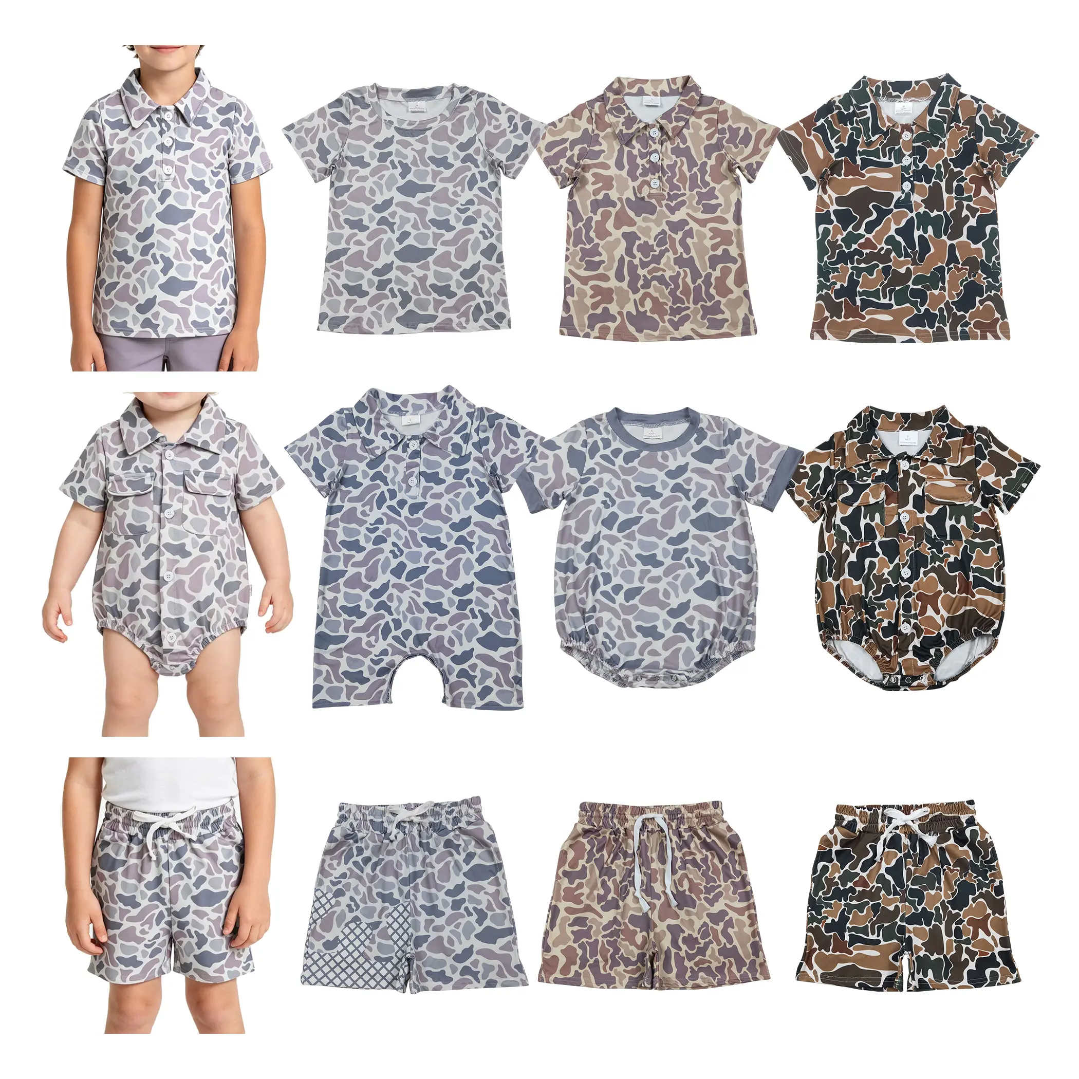 Camouflage printed baby kids clothes for outdoor boy summer wear