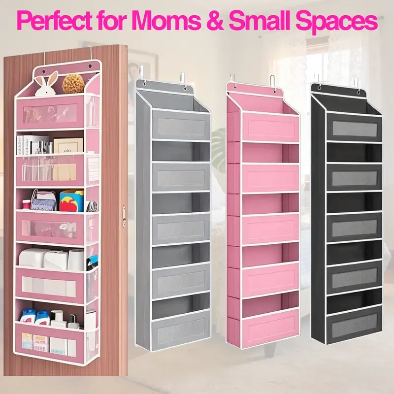 2026 Petit Bits Over The Door Organizer Storage- Hanging Rack Set with 5+5 Pockets & 5 Large Clear Mesh Pockets, 10-15 Kg Capacity, Space-Saving Organizer for Bedrooms Bathrooms Kitchen Food Storage - Holiday Haul Deal Kitchen Gadgets Clearance Hangable