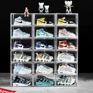 10 Pack Acrylic Shoe Display Boxes with Lids - Dustproof Transparent Case Containers Organizer for Sneakers, Heels, Up to Size 14  Plastic shoe box