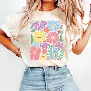 Comfort Colors Boho Wildflower Graphic Tee, Garment Dyed TShirt, Vintage Floral Aesthetic T-Shirt, Cottagecore Nature Lover Gift