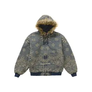 Supreme Men's Bandana Jacquard Denim Hooded Work Jacket Blue, from StockX