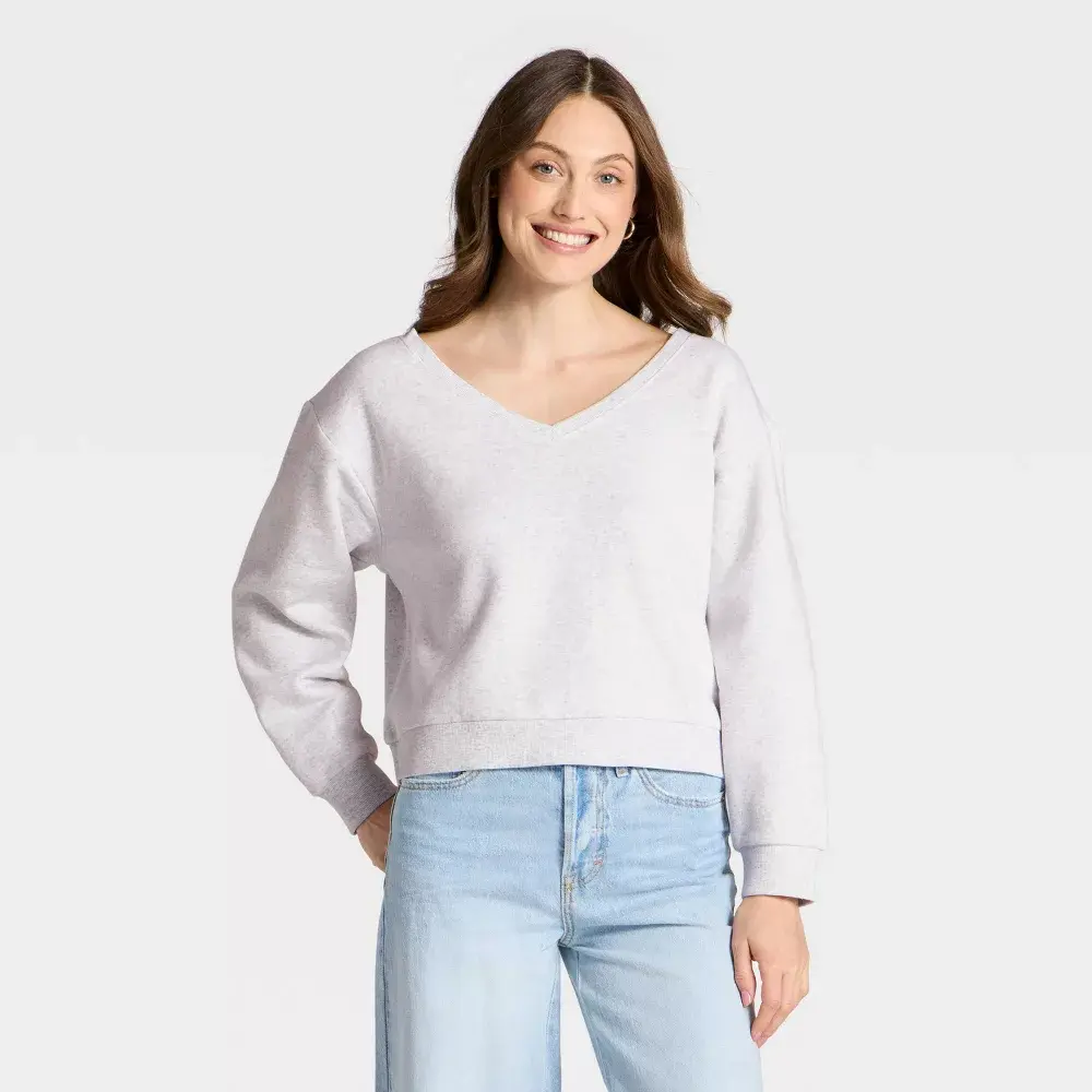 Women's Cotton Knit Fabric Basic Sweatshirt, Versatile Garment for Daily Wear