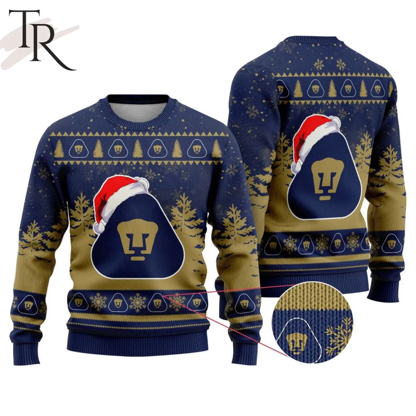 LIGA MX Pumas UNAM Special Christmas Ugly Sweater Design