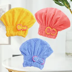 Coral Fleece Hair Drying Towel, Hair Turban Towel, 3 Counts/set Quick Drying Soft Skin-friendly Shower Cap with Cute Bow Design, Absorbent Thickened Towels, Absorbent Hair Towel Wrap for Women