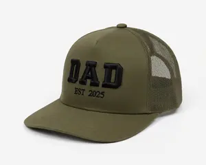 DAD EST 2025 Bold Embroidery Snapback Cap, Adjustable Mesh Back Streetwear Hat for Men, Father Style Gift Hat, Classic Structured Fit Trending US - Bachelorette Party Gift