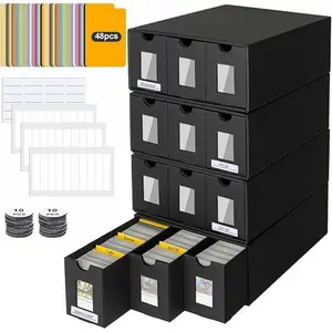 12000+ Trading Card Storage Box for Commander Display, Card Deck Box Cardboard with 48 Dividers, Labels & Tapes, Trading Card Collection Box Fit for TCG, PTCG, MTG and Sport Cards