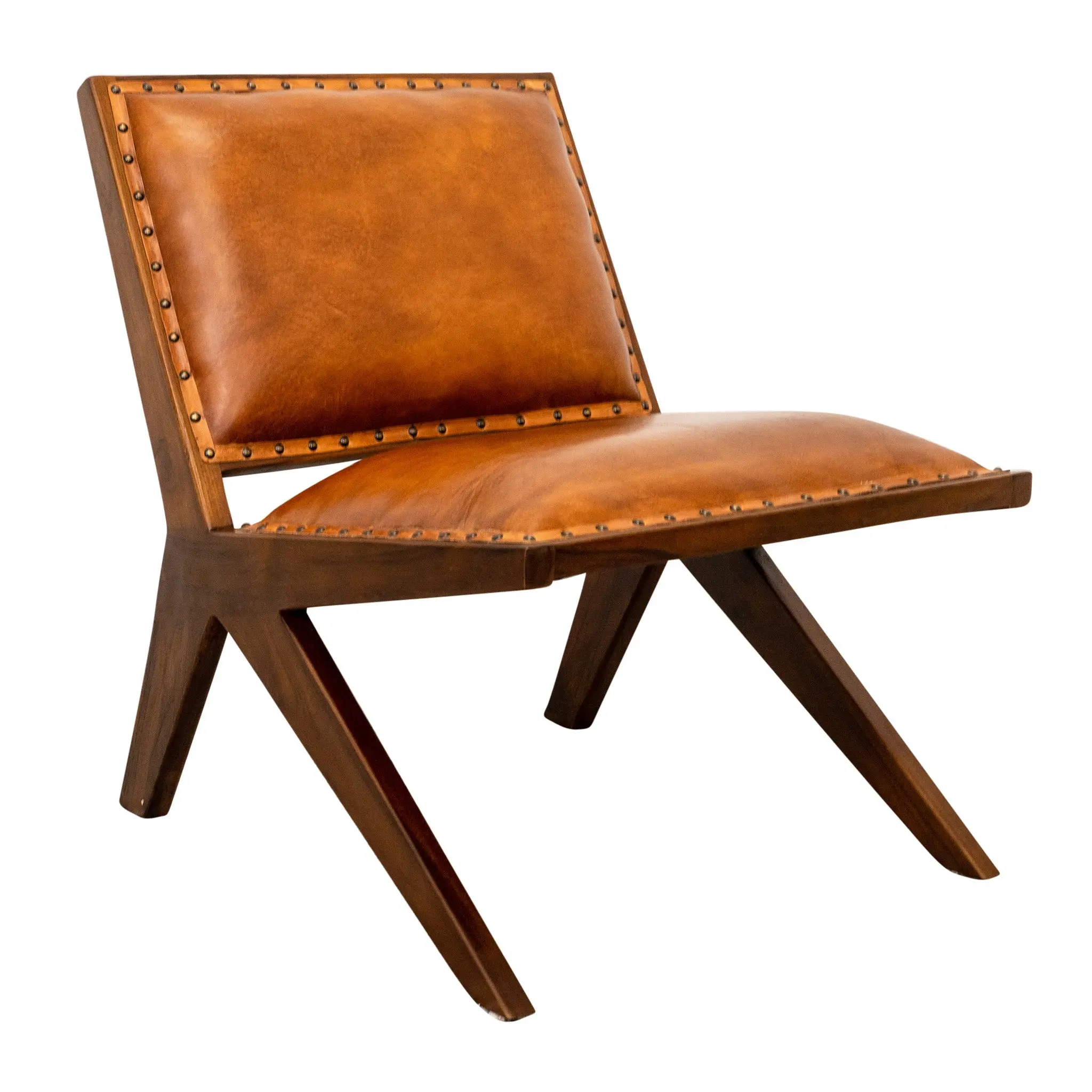 Samaloni Antique Tan Leather Lounge Chair