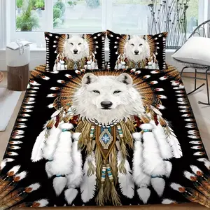 3-Piece Wolf Pattern Bedding Set, Soft Polyester Duvet Cover & Pillowcases, Modern Digital Print Design, Ideal Gift for Home Decor, Decorative Bedding Set