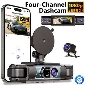 4 Channel Dash Cam 1080P FHD 360° Surround View, 3.18" IPS Display, Built-in 2.4GHz WiFi App Control, WDR, Loop Recording, Reverse Assist, 4 Lens Front Rear Inside Left Right Car Driving Recorder