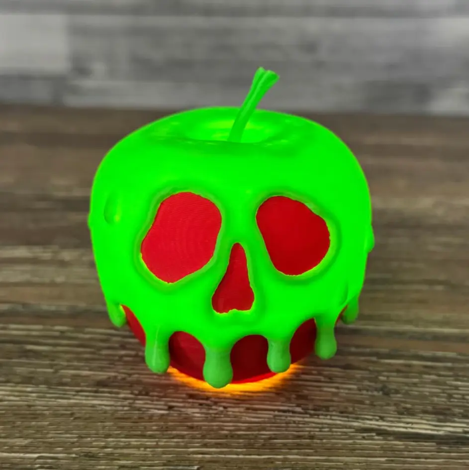 Glow Poison Apple LED Night Light, Spooky Skull Fruit Lamp for Halloween Decor, Villain Aesthetic Table Ornament, Party Prop & Bedroom Decor Tiny Brights Poison Apple Light: Evil Queen Wicked Witch Decor | Halloween Costume Prop