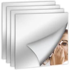4 Pack Self Acrylic Mirror,Mirror Sheets Wall Stickers,Acrylic Mirror Tiles for Door, Kids Room,School Gym Lockers,2MM Thick Mirror(10 x 10inch)