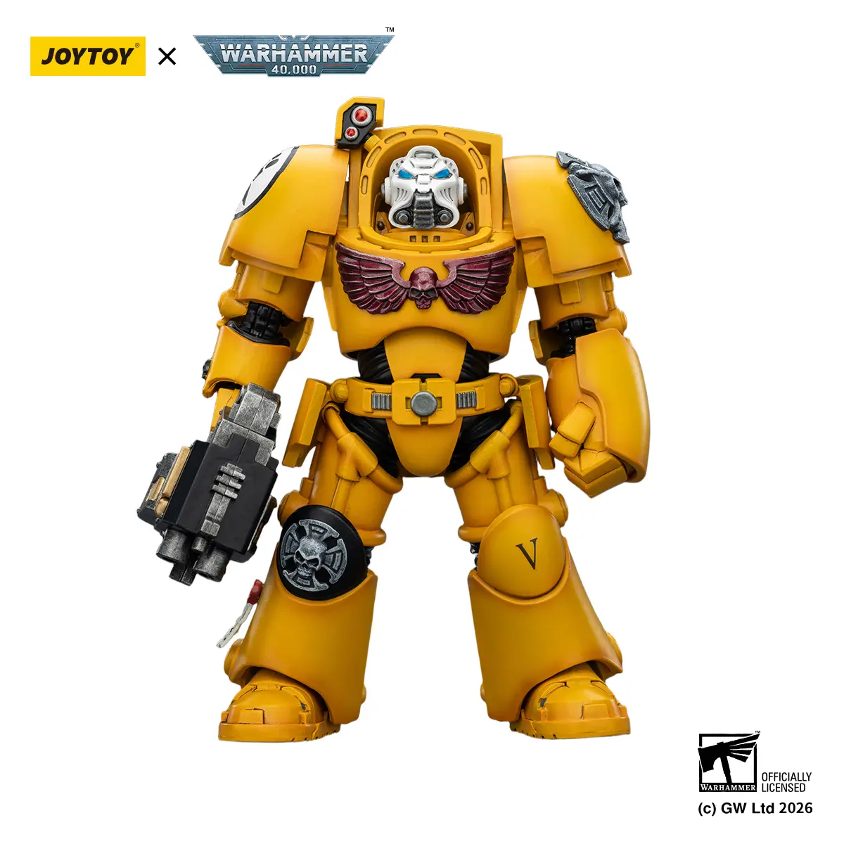 JOYTOY Warhammer 40k 1/18 Action Figure Imperial Fists Terminator 2 with Power Fist and Storm Bolter JT03165