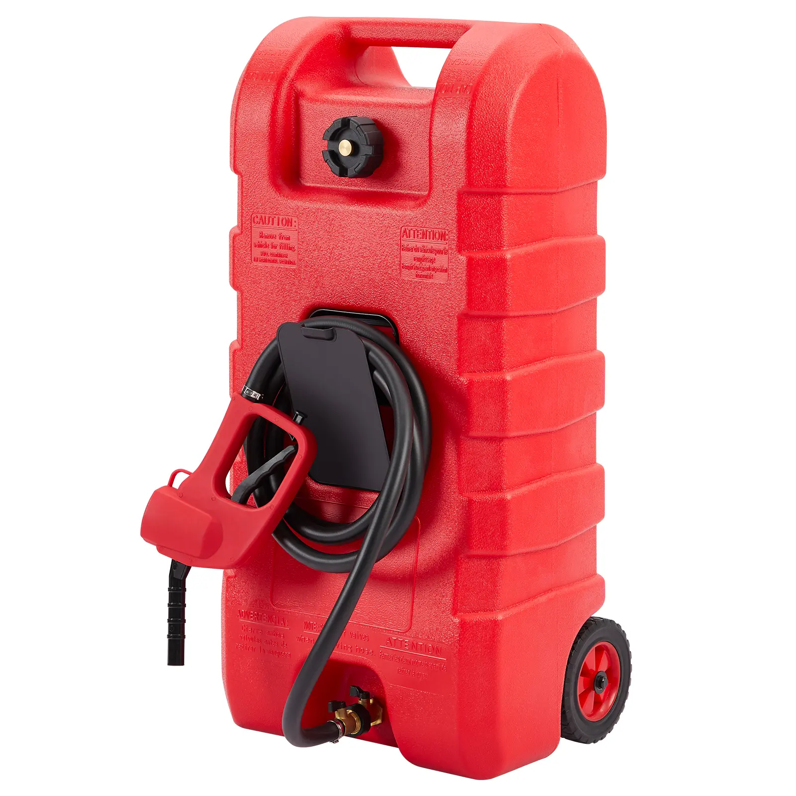 15-Gallon Heavy-Duty Portable Can for gasoline with Manual Transfer Pump and 10 FT Hose – Leak-Proof Fuel Caddy for Gasoline and Diesel Storage – Secure Mobility for Lawn Mowers, Cars, Boats, ATVs