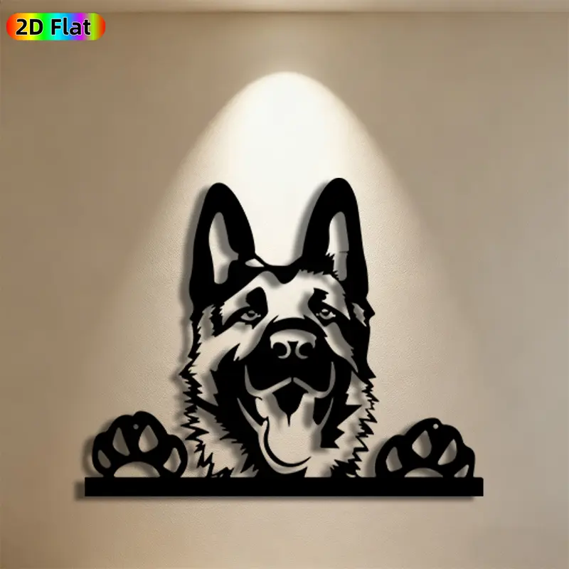 1pc German Shepherd Metal Wall Art German Shepherd Statue Mural, Ideal Gift for New Year, Easter, Weather-Resistant Metal Wall Decor Wall Sculptures, Perfect for Living Room Wall & Garden Fence, Unique Gift for Dog Enthusiasts