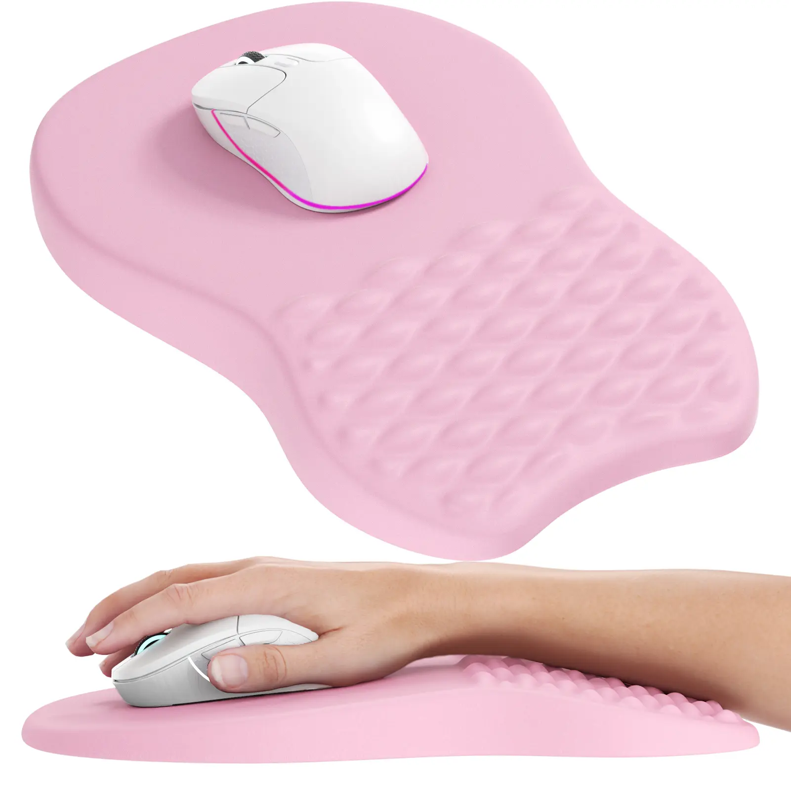 MROCO Ergonomic Mouse Pad with Wrist Support, 11.8 x 7.8 Inch, Black | Memory Foam Wrist Rest Mouse Pad, Non-Slip Base, Smooth Lycra Surface for Office & Home, Comfortable Wrist Support