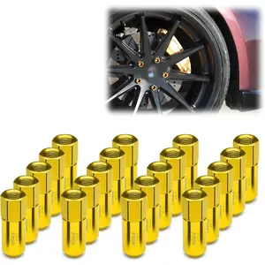 Gold 20 PCS M12x1.25 Lug Nuts 60mm Extended Tuner Aluminum Wheels Rims Cap WN02
