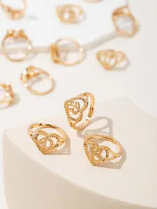 Fashion Alphabet Design Cuff Ring, Hollow Out Heart Design Cuff Ring for Women & Girls, Fashion Jewelry for Party, Daily Clothing Decor, Trendy All-match & Exquisite Jewelry for Birthday Gift, Adjustable Rings