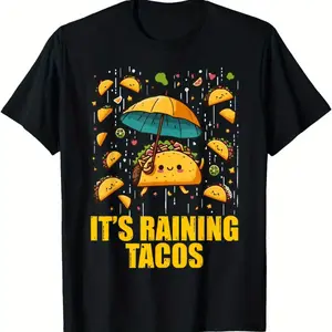Summer t Shirts It'S Raining Tacos Funny Taco Lovers kids girls boys T-Shirt, for men, classic fit, party look, lightweight feel Cute Graphic Tee