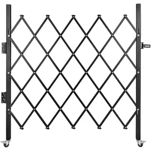 【DealsForYouDays】 Portable Scissor-Type Steel Folding Security Barricade (66x48 in) - Flexible Expanding Accordion Design, 360-Degree Rolling Function, Padlock-Equippeddealsforyoudays