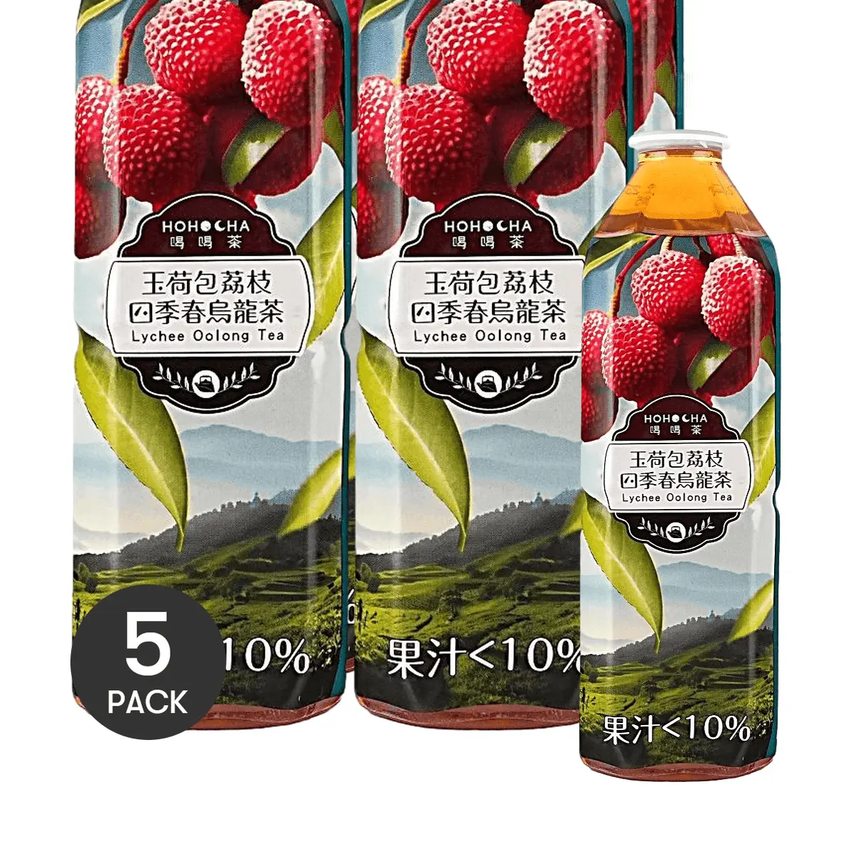 HOHOCHA 5-Pack Taiwan Royal Lychee Litchi Oolong Tea Drink - 490ml Bottles, Authentic Taiwanese Flavor, Refreshing Four Seasons Oolong