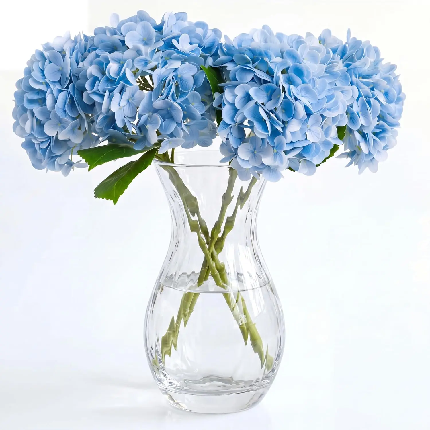 Shiningfuture 4-Piece Premium Silk Hydrangea Bouquet Set, 20in Waterproof Real-Touch Fake Blue Flowers with Soft Moist Texture, for Home Decoration, Wedding Centerpieces, Water Proof