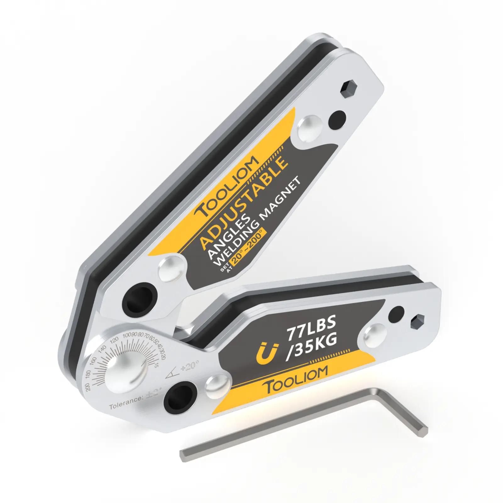 TOOLIOM Adjustable Angle Welding Magnet, 20°-200° Multi-Angle Magnetic Welding Holder, 48LB/77LB Magnetic Clamp Positioner for Soldering, Pipe Installation & Metal Fabrication