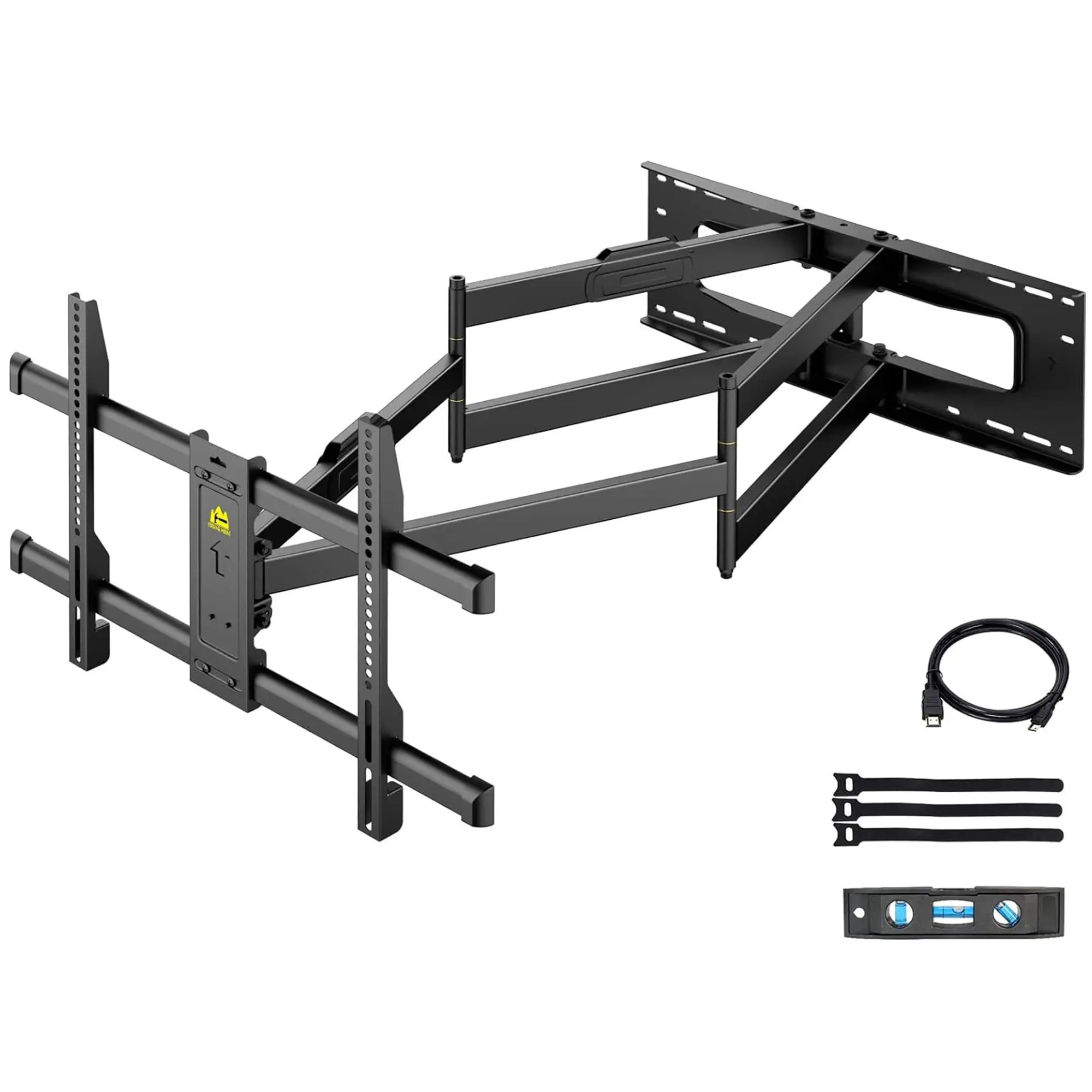 FORGING MOUNT Heavy-Duty Steel Full Motion TV Wall Mount, 43in Long Arm for 65-120in TVs, 220lbs Capacity, 180° Swivel, 12° Tilt, 16-24in Stud Installation, Sturdy Construction, Mounting Brackets Television