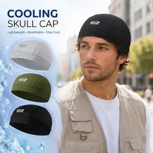 Ice Cooling Skull Cap 3 Pack Helmet Liner Adjustable Trucker Hat for Men Women Moisture Wicking Polyester Sweat Proof Dustproof Ventilated Athletic Head Cover Sun Cap for Motorcycle Yoga Hiking Cycling Summer