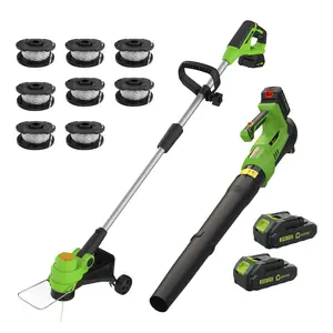 GAOMON 20V Powerful Leaf Blower Cordless and Trimmer Combo, 550CFM 130MPH Blower with 2 Batteries and Charger, Bullseye Blower Style Cordless Leaf Blower Edger, Sopladora De Hojas