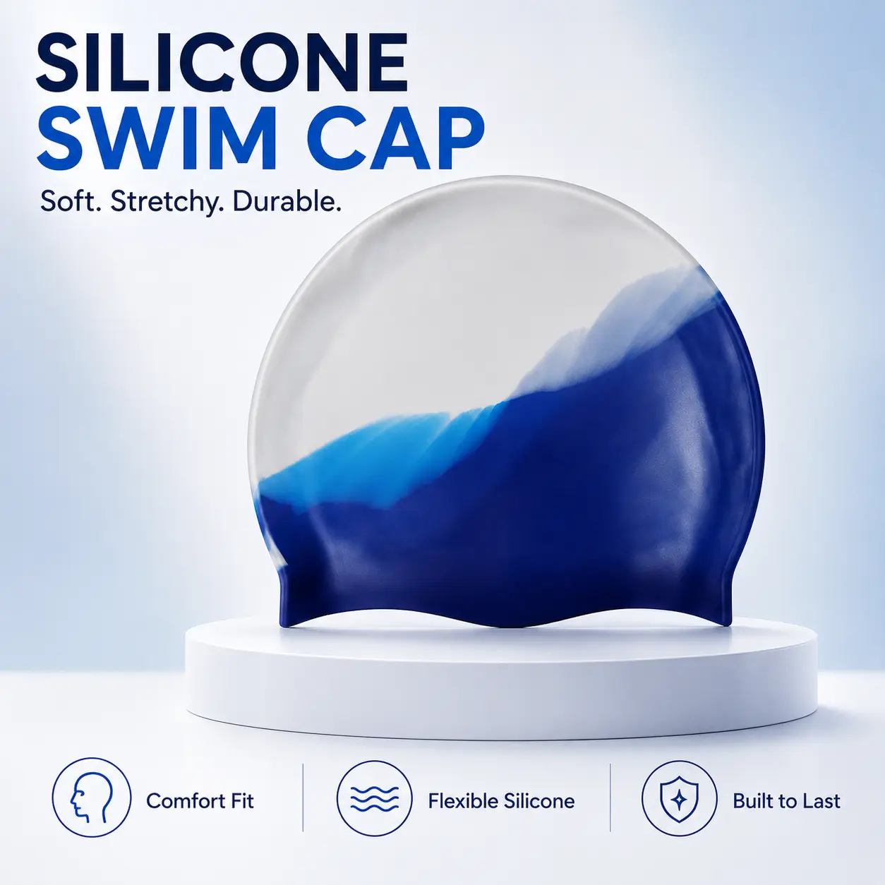 Stylish Gradient Swim Cap for Women & Men – Soft Stretch Silicone Swimming Cap for Pool, Beach, Training & Water Sports