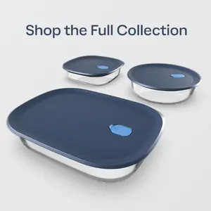Tupperware Voila Glass Bakeware | Airtight Food Storage Dish; 9x13 3.2Q, 9" Round 1.8 Qt; 9" square 1.7 Qt., all-in-one glass Tupperware container - oven, microwave, and freezer safe, with an airtight, spill-proof lid, baking, serving, storing, reheating