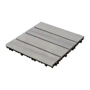 Patio Floor Tiles Pack of 22  WPC Wood-Plastic Composite Patio Deck Tiles DIY Interlocking Decking Tiles, Quick Deck Floor Tile, Court Tile, Water Resistant Indoor Outdoor -11.8" SKYGREY