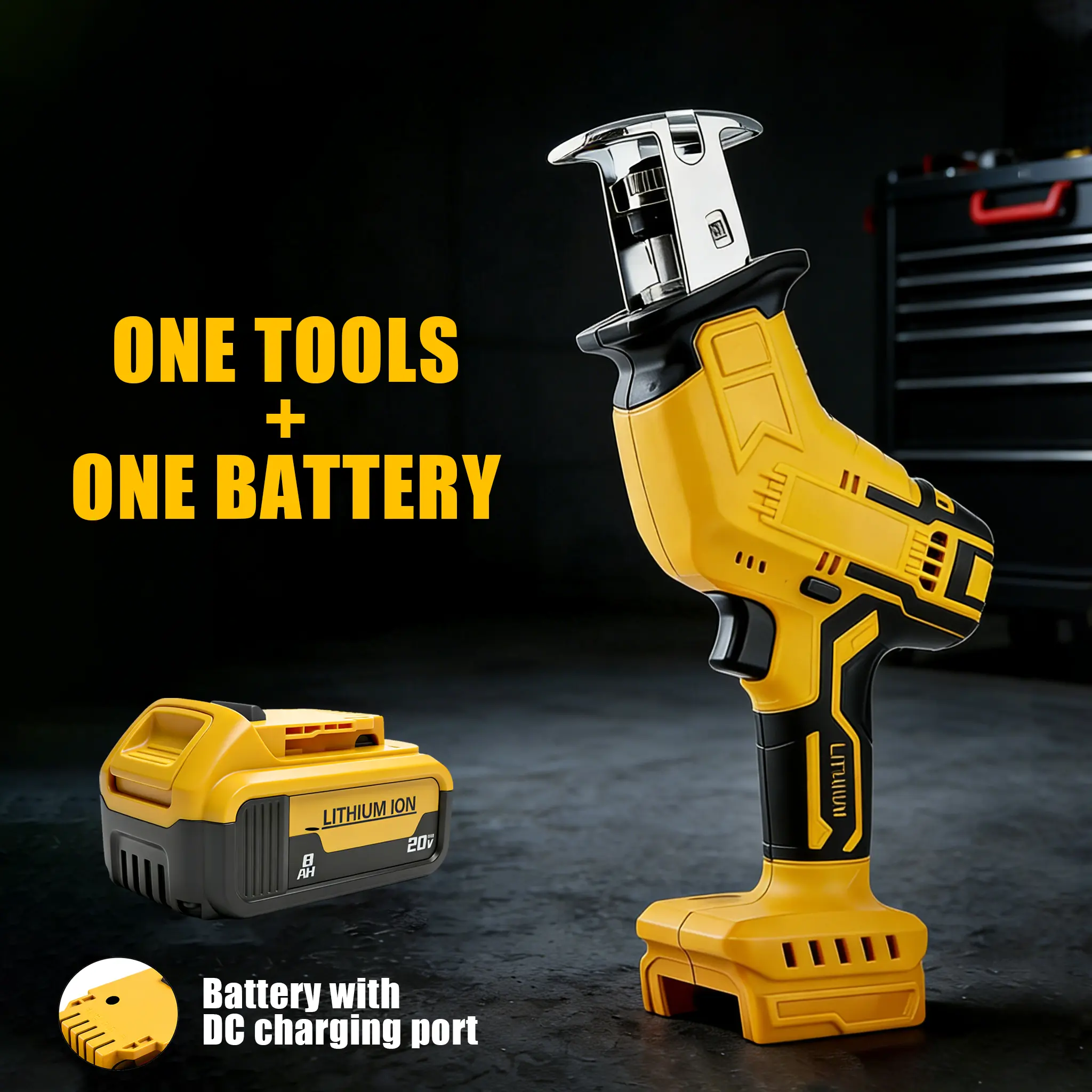 1/2Pcs 20V Max For DeWalt-Compatible Electric Reciprocating Saw Tool with 3 Variable Speed, Tool-Free Blade Replacement, Batteries, 4 Metal/Wood/Plastic Cutting Saw Blades