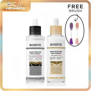[ROSEYE]Rice Ampoule Duo - 100ml*2 Serums for Brightening Exfoliating & Moisturizing - All Skin Types - Free Brush Included