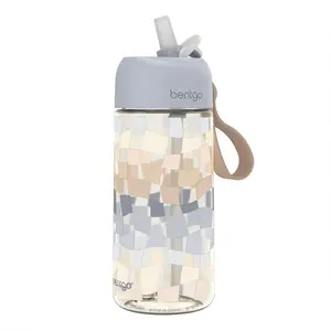 Bentgo Kids Water Bottle Whimsy & Wonder Prints - No Spill Drinkware, Dishwasher Safe, Leak-Proof Design with Lid and Straw, For Ages 3 and up