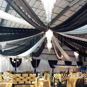 6 Panels Black Ceiling Drapes for Wedding Ceiling Drapes 5ftx10ft Wedding Arch Draping Fabric Sheer Curtains Voile Chiffon Drapery Draping Wedding Ceiling Decorations for Party Ceremony Stage Swag