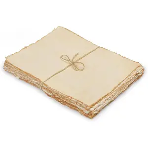 Watercolor Paper - 7 X 5 inches, 50 Sheets - Mixed Media Watercolor Paper - 150 GSM Thick Deckle Edge Virgin Cotton Handmade Paper - Vintage Toned