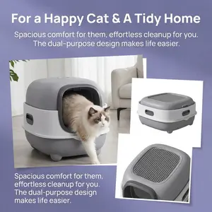 Extra Large Enclosed Cat Litter Box, Splash-Proof & Odor-Control, Designed for Big Cats, Ideal for Lazy Pet Owners