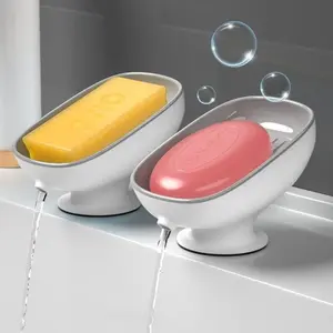2 PCS  Soap dish, household bathroom drainable soap dish, double-layer drainable large soap holder, laundry soap dish, long strip
