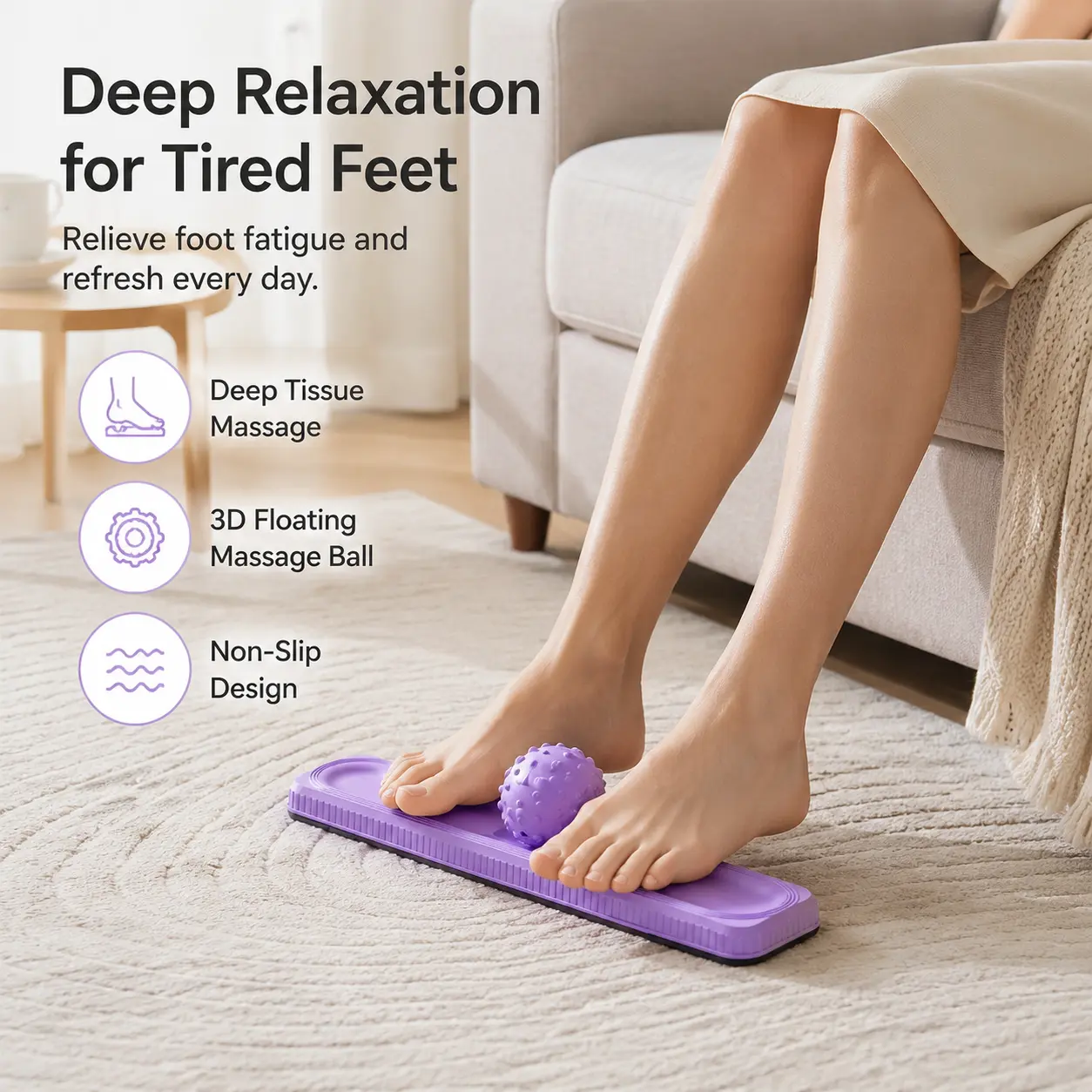 1 Count, Foot Massage Board with 3D Spiky Massage Ball, Non-slip Washable PP Material, for Household Foot Acupoint Massaging and Fascia Relaxation