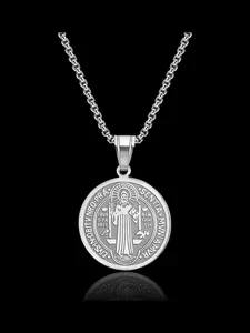 St Benedict Medal Cross Pendant Necklace, Stainless Steel Chain, Unisex Exorcism Jewelry, Latin Cross Design, Inclusive Design, Perfect Gift