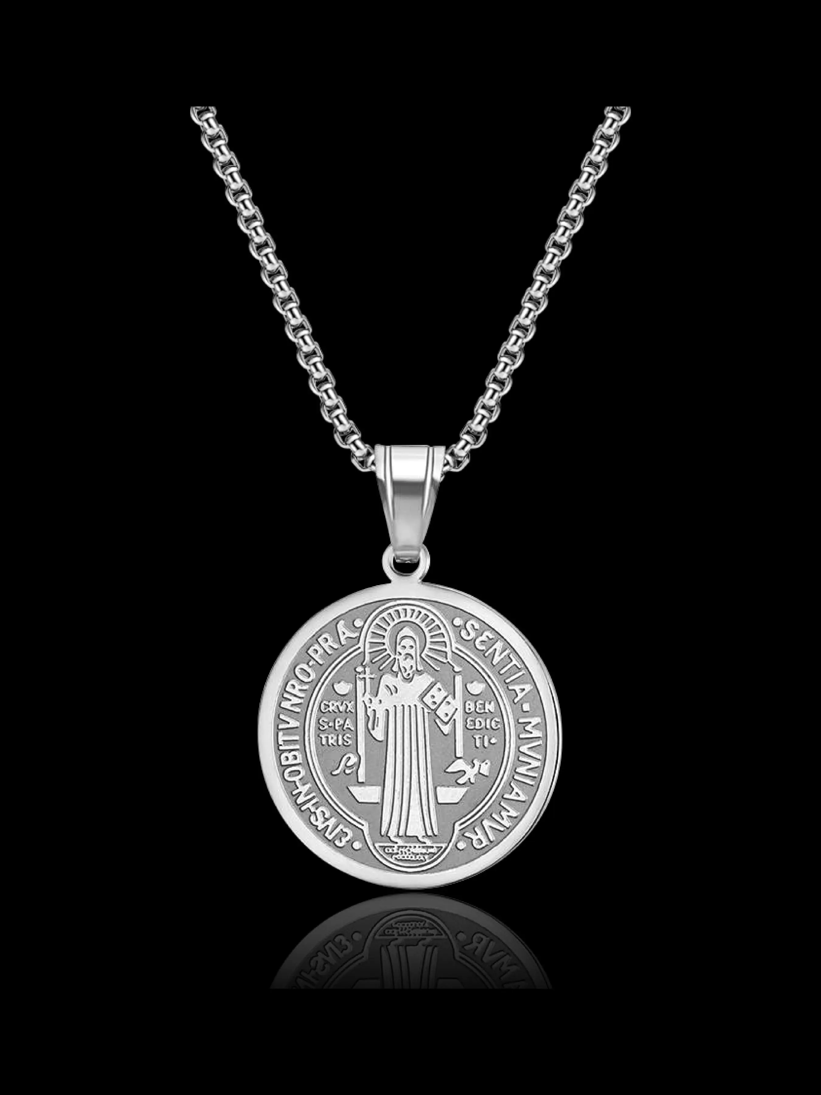 St Benedict Medal Cross Pendant Necklace, Cross Necklaces, Faith Necklace, Cross Medallion Pendant, Stainless Steel Chain, Unisex Exorcism Jewelry, Latin Cross Design, Perfect Gift, Exorcism Symbol, Christian Tradition