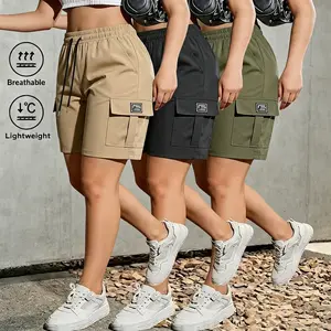 3-Pack Women’s Outdoor Cargo Shorts, Breathable Quick-Dry, Elastic Waist with Drawstring, Multiple Pockets, Knee-Length fathersdaygift