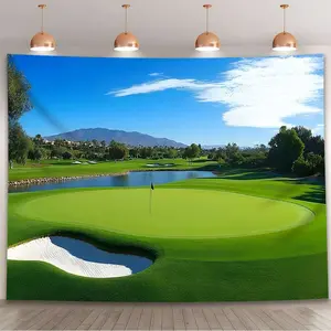 1pc Premium Polyester Golf Course View Reusable Backdrop Banner - All-Season Use Textile Decor, Durable No-Electricity Indoor/Outdoor Ornament for Weddings, Birthdays
